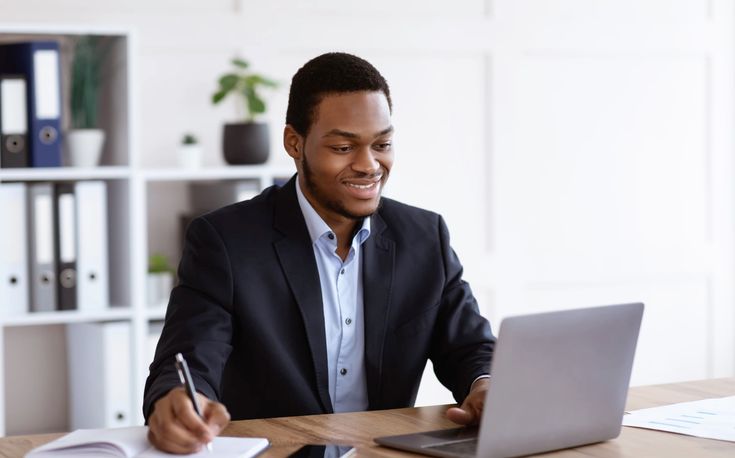 image of a Successful online entrepreneur working in his office